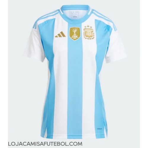 Camisa de Futebol Argentina Equipamento Principal Mulheres Copa America 2024 Manga Curta